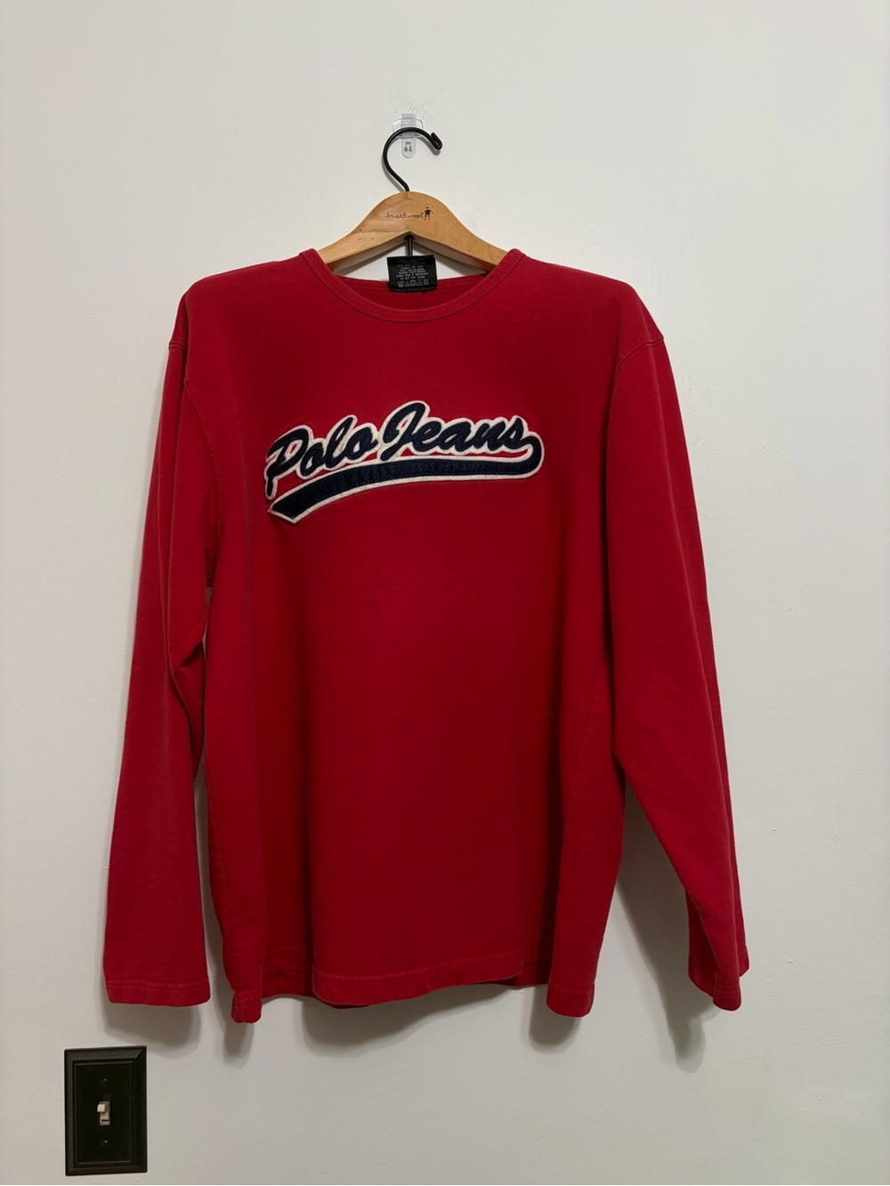 Polo by Ralph Lauren Red Crewneck Sweatshirt with Script Logo